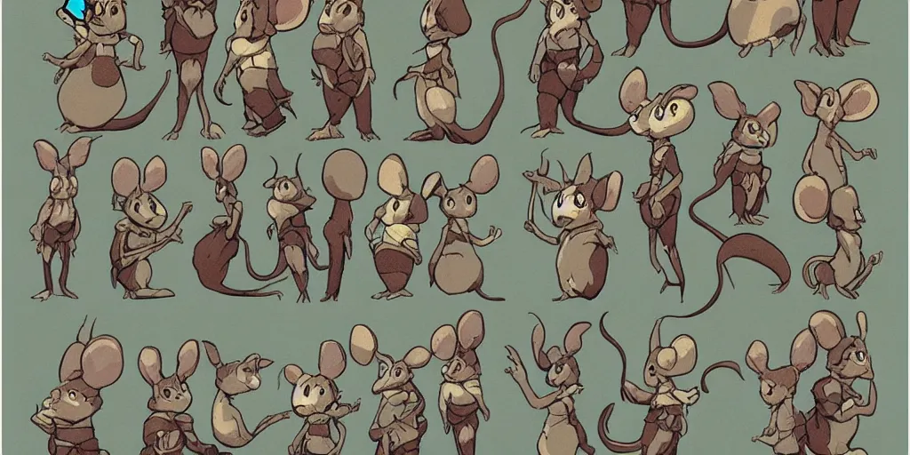 Image similar to character design, concept art, sprite of a mousefolk, by studio ghibli,