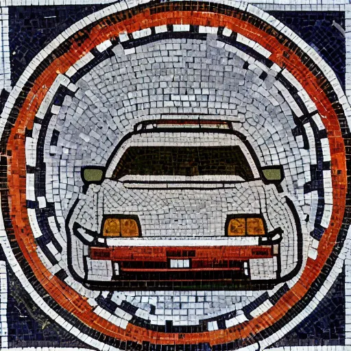 Image similar to Byzantine mosaic of a drifting white Toyota AE86