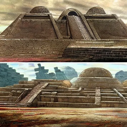 Image similar to the aztec temples but of it was in star wars, concept art.