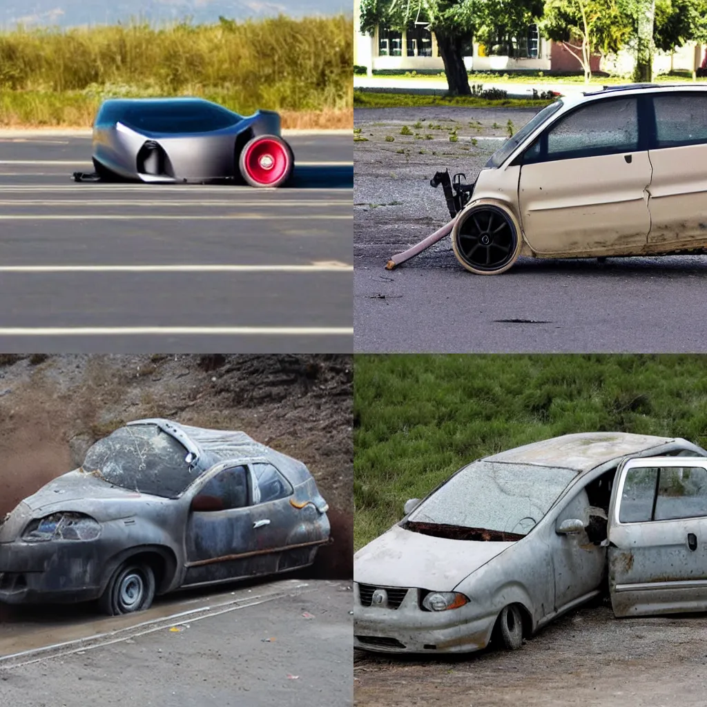 Prompt: a car with no wheels