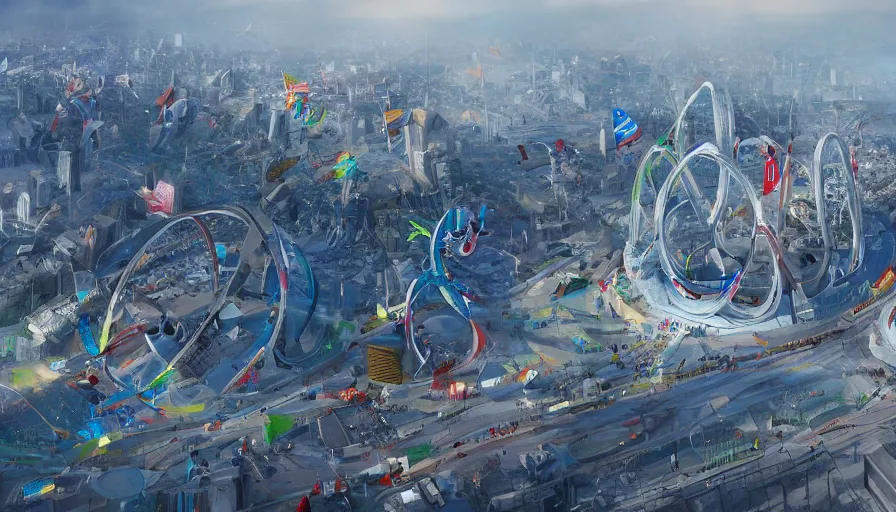 Image similar to 2 0 3 2 olympic games in brussels, hyperdetailed, artstation, cgsociety, 8 k