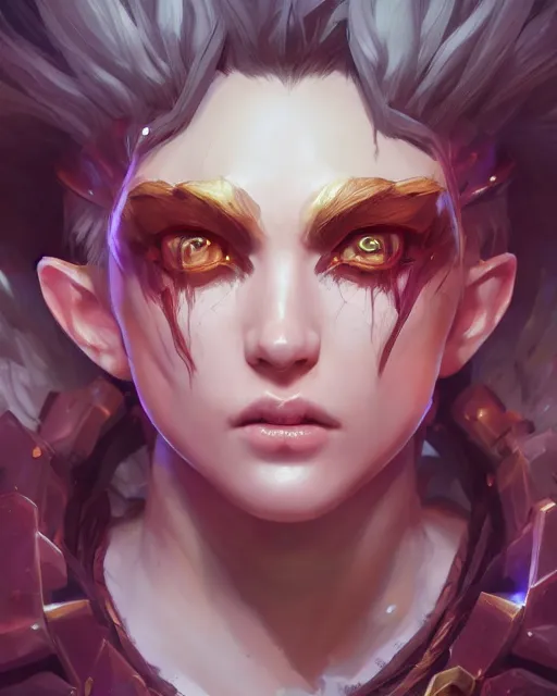 Image similar to league of legends portrait, au naturel, hyper detailed, digital art, trending in artstation, cinematic lighting, studio quality, smooth render, unreal engine 5 rendered, octane rendered, art style by klimt and nixeu and ian sprigger and wlop and krenz cushart.