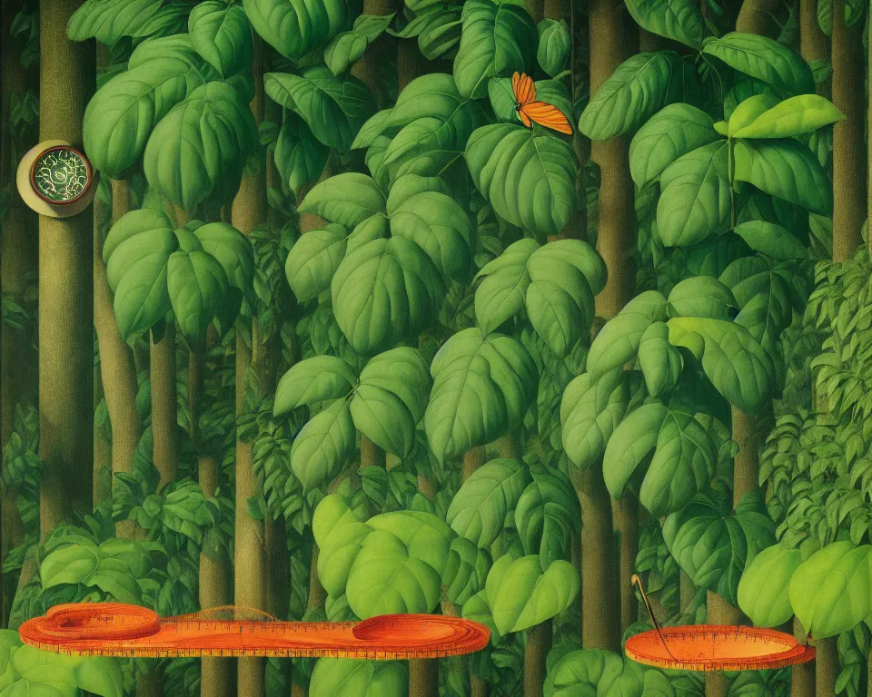 Image similar to an achingly beautiful print of a set of scales in the rainforest by raphael, hopper, and rene magritte. detailed, romantic, enchanting, trending on artstation.