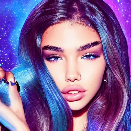 Image similar to madison beer a an intergalactic popstar, render, blender render, unity render, 4 k wallpaper, art station trending, artstation 4 k coherent, coherent, 4 k, detailed