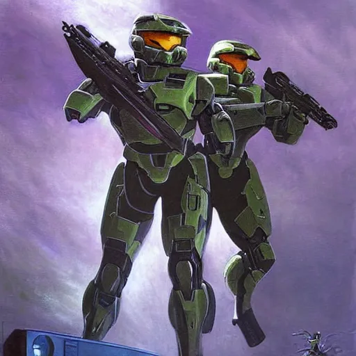 Image similar to halo 3 1 9 7 0 s scifi style detailed painting