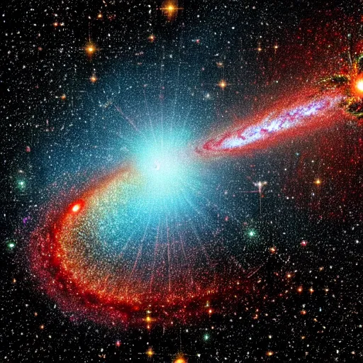 Image similar to the universal big bang, hyper detailed photo of a huge galactic explosion in all directions for infinity