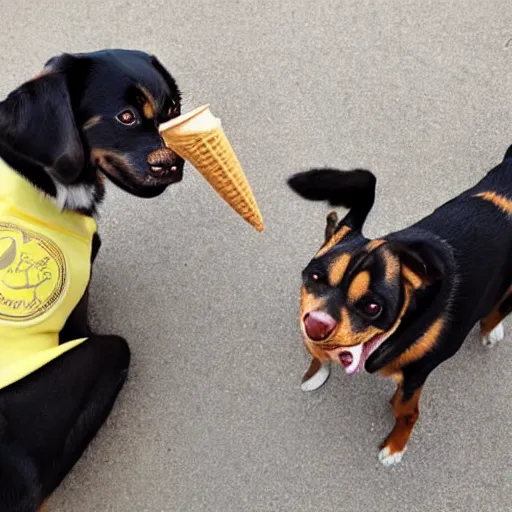 Prompt: dogs eating ice cream