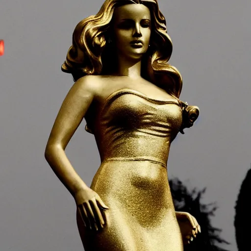 Image similar to golden statue of lana del rey