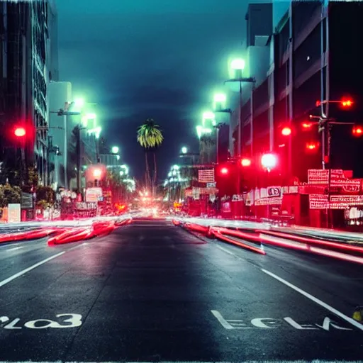 Image similar to a los angeleno. a cinematic shot of los angelas at midnight, canon eos c 3 0 0, ƒ 1. 8, 3 5 mm, 8 k, medium - format print, inspired by roger deakins cinematography