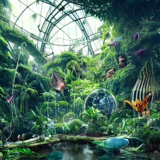 Prompt: epic, ultra detailed, hyper - real alien jungle by greg rutkowski and salvador dali inside salvador dali biodome