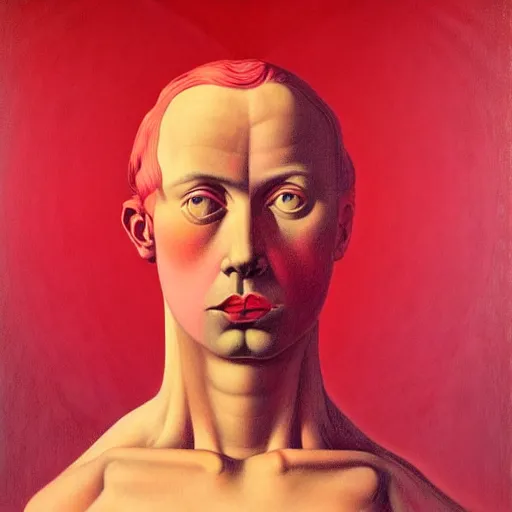 Image similar to surreal red and pink conceptual figurative post - morden monumental dynamic portrait by magritte and hogarth, inspired by william blake and gaugin, illusion surreal art, highly conceptual figurative art, intricate detailed illustration, controversial poster art, polish poster art, geometrical drawings, no blur