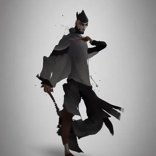 Prompt: a set of clothing design of the magician of the fantasy world, thin young male, black and white tone, 2 d game art, design by cory loftis, fenghua zhong, ryohei hase, ismail inceoglu and ruan jia. artstation, volumetric light, detailed, photorealistic, fantasy, rendered in octane