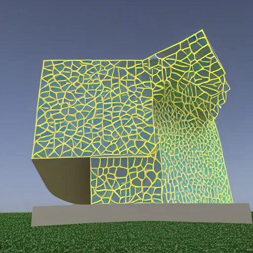 Image similar to three dimensional portrait of a house inspired by data - driven art, generative, coding, particle waves, spirals