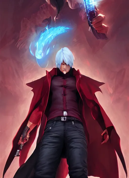 Image similar to dante devil may cry game avatar hero, behance hd by jesper ejsing, by rhads, makoto shinkai and lois van baarle, ilya kuvshinov, rossdraws global illumination