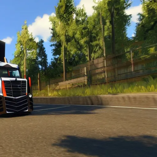 Prompt: a rabbit in the video game Euro Truck Simulator 2