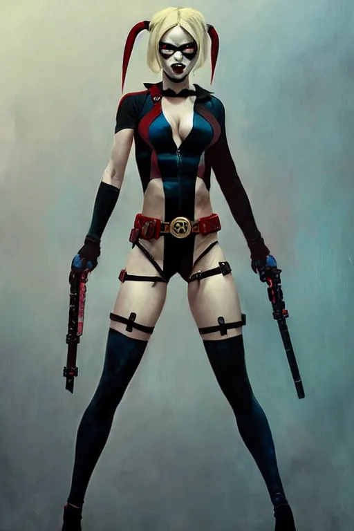 Image similar to aeon flux as Harley quinn profile picture by Greg Rutkowski, dynamic pose, matte painting, intricate, fantasy concept art, elegant, by Stanley Artgerm Lau, WLOP, golden ratio, thomas kindkade, alphonse mucha, loish, Peter chung, norman Rockwell,