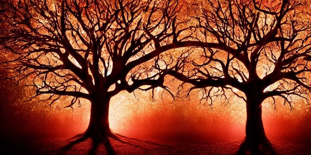 Prompt: the tree of life brain heart holy grail red veins branches gold light, cinematic masterpiece, beautiful lighting