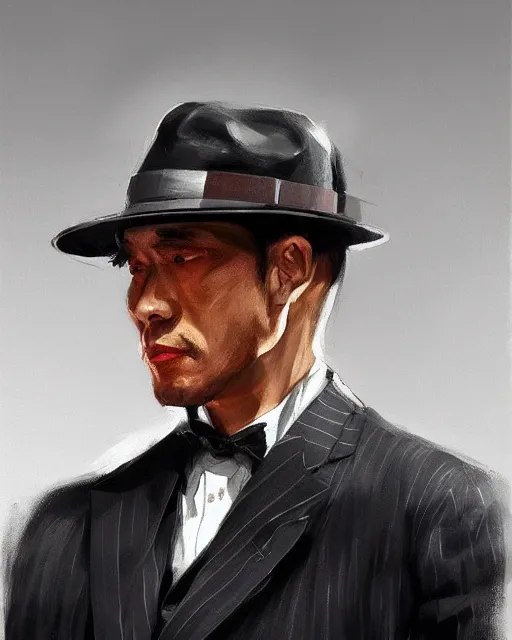 Image similar to an excellent painted portrait of an american gangster from the 20s in new york by Peter Xiao and Yanjun Cheng, Stanley Artgerm Lau, 4K resolution, trending on artstation, masterpiece