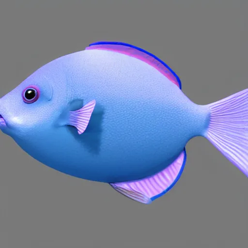 Image similar to 3D render of a cute tropical fish in an aquarium on a dark blue background, digital art