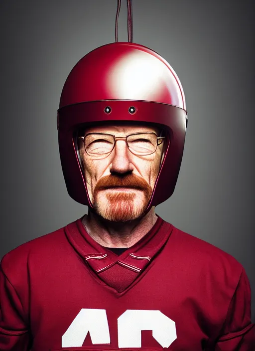 Image similar to tiny bryan cranston fused with a cranberry, cranberry helmet, studio light, bloom, detailed face, magazine, press, photo, steve mccurry, david lazar, canon, nikon, focus