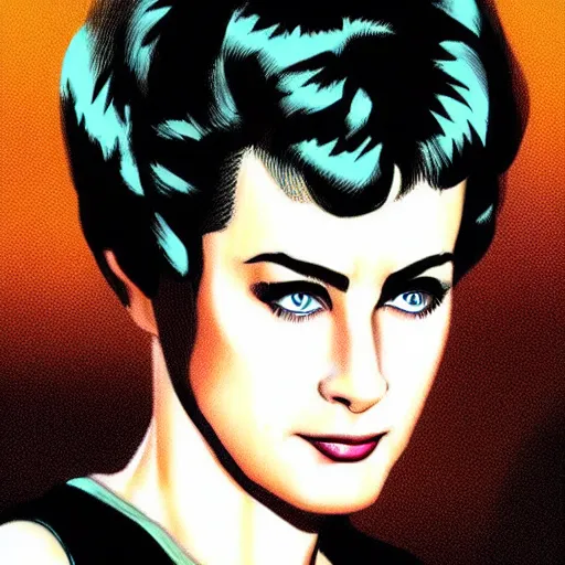 Image similar to Sean Young Rachael from blade runner colored digital illustration by Mark Brooks