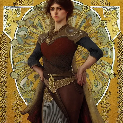 Prompt: Natalia Poklonskaya in medieval armour by mucha bouguereau, elegant, digital painting, highly detailed, fantasy, artstation, concept art, smooth, sharp focus, illustration