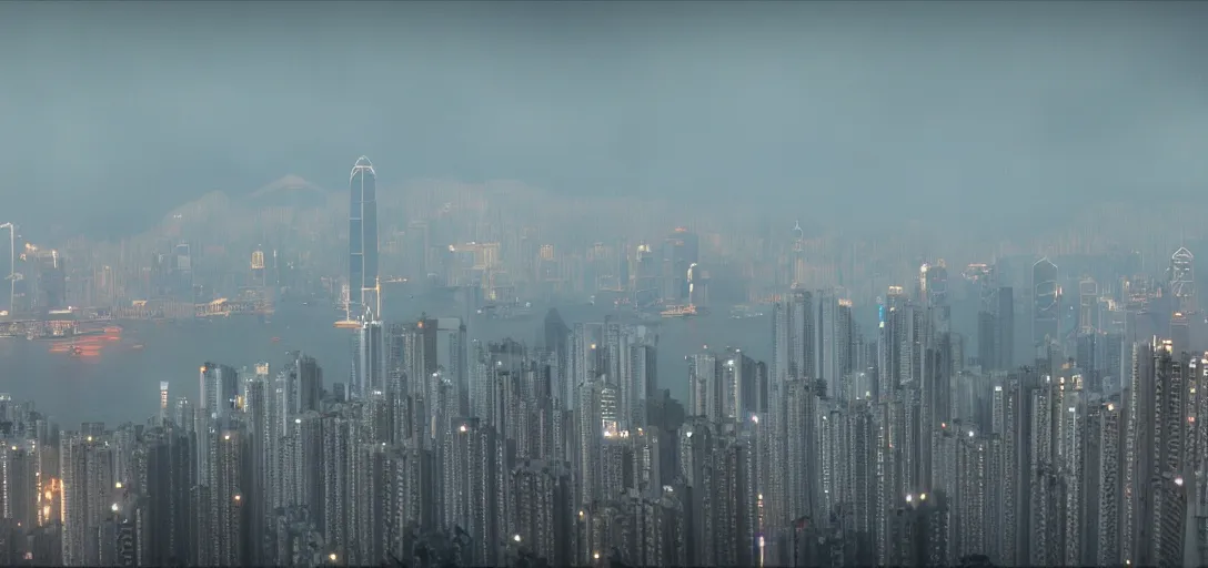 Image similar to Bird\'s eye photo of Hong Kong from Bladerunner 2049, 8K, high quality