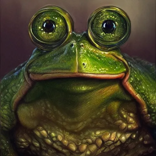 Image similar to frog as a realistic fantasy knight, closeup portrait art by donato giancola and greg rutkowski, realistic face, digital art, trending on artstation, symmetry!!, no helmet