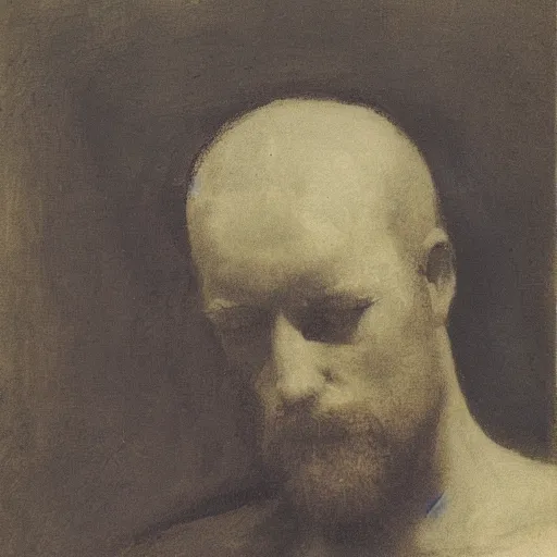 Image similar to A portrait of @hypnos_onc, by Odilon Redon