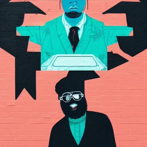 Image similar to Rick Ross Wingstop ad by Sachin Teng, asymmetrical, Matte Painting ,paint pour smoke, geometric shapes, marijuana, hard edges, energetic, graffiti, street art:2 Masterpiece, high detail, by Sachin Teng:4