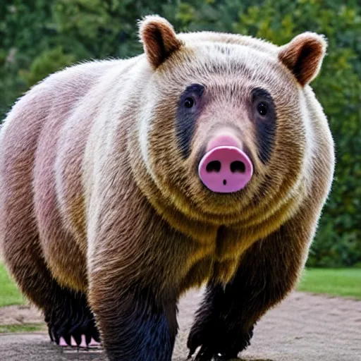 Image similar to half man half bear half pig hybrid