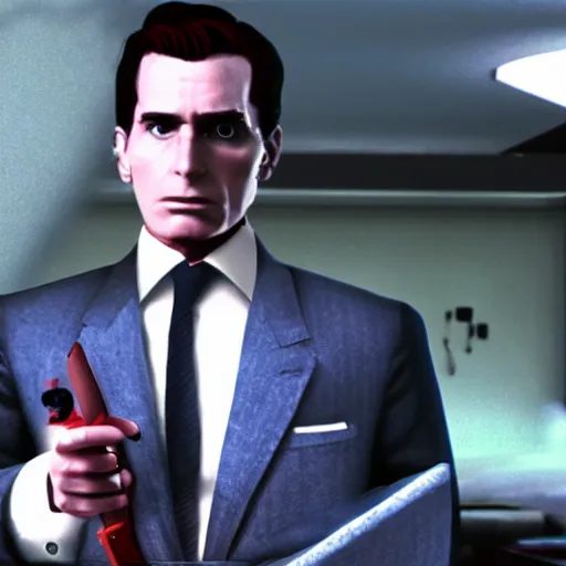 Image similar to counter-strike edgebugs with patrick bateman, 4K, HD