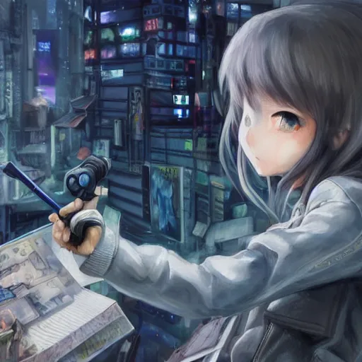 Image similar to dynamic composition, motion, ultra-detailed, incredibly detailed, a lot of details, amazing fine details and brush strokes, colorful and grayish palette, smooth, HD semirealistic anime CG concept art digital painting, watercolor oil painting of Clean and detailed post-cyberpunk sci-fi close-up schoolgirl in asian city in style of cytus and deemo, blue flame, relaxing, calm and mysterious vibes,, by a Chinese artist at ArtStation, by Huang Guangjian, Fenghua Zhong, Ruan Jia, Xin Jin and Wei Chang. Realistic artwork of a Chinese videogame, gradients, gentle an harmonic grayish colors. set in half-life 2, Matrix, GITS, Blade Runner, Neotokyo Source, Syndicate(2012), dynamic composition, beautiful with eerie vibes, very inspirational, very stylish, with gradients, surrealistic, dystopia, postapocalyptic vibes, depth of field, mist, rich cinematic atmosphere, perfect digital art, mystical journey in strange world