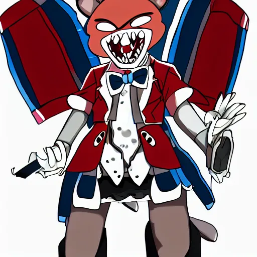 Image similar to Freddy from five nights at freddy drawn in the style of the anime kill la kill.