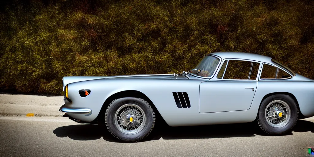 Prompt: photograph, 1958 FERRARI 250 GT, cinematic, PCH, california coast, 8k, depth of field, bokeh.