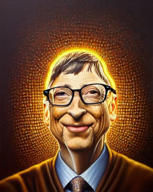 Image similar to detailed portrait of bill gates cheese!! grater!!! shredded by tomasz alen kopera and peter mohrbacher and johanna martine! and margaret keane! coherent luminescent