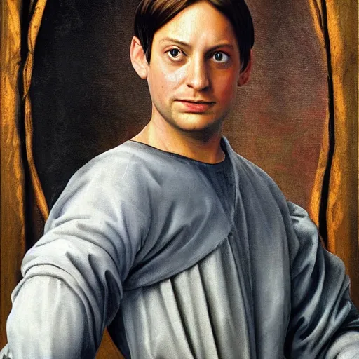 Prompt: Renaissance style painting of Tobey Maguire