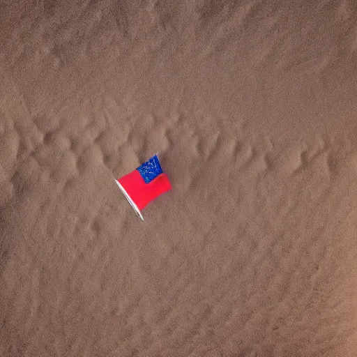 Image similar to gwenn - ha - du flag in the middle of a desert, gopro photograph, drone shot