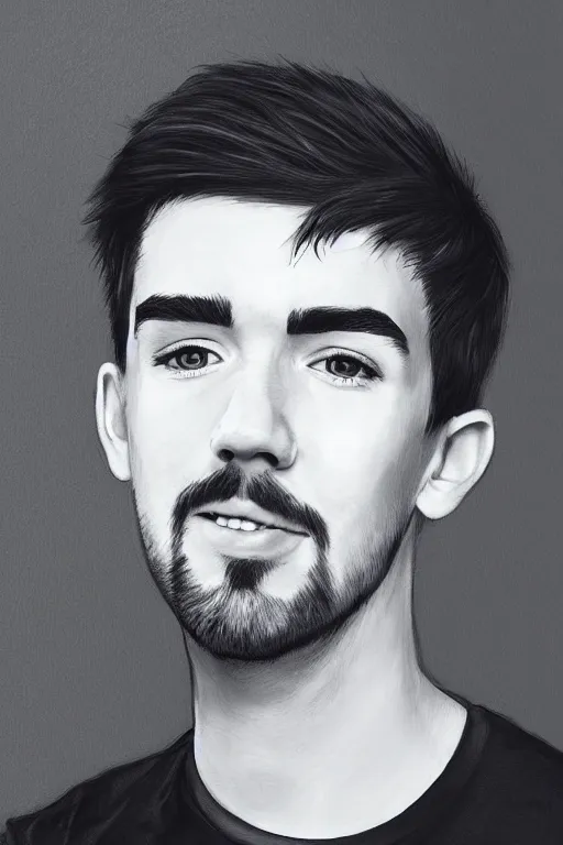 Image similar to Sean McLoughlin, Jacksepticeye, Irish Youtuber, solo portrait, gigachad, grayscale 🎨🖌️