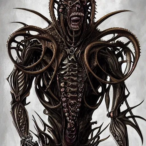 Image similar to Nicolas Cage as biomechanical monster intricate, smooth, artstation, painted by Hans Giger