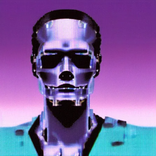 Prompt: skynet, vaporwave