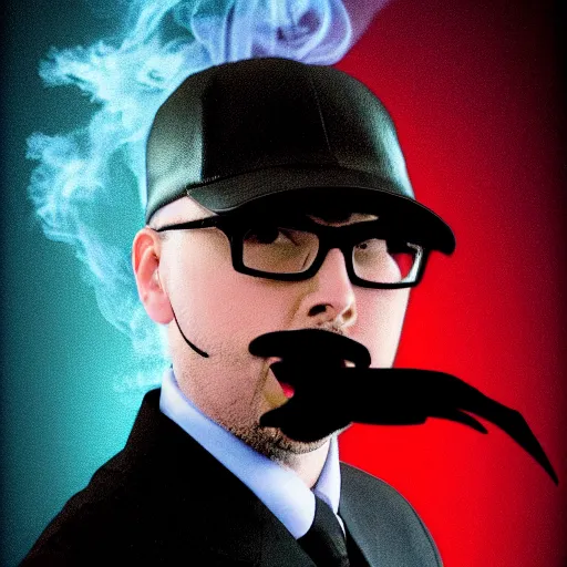 Image similar to the nostalgia critic striking a menacing pose, digital art, kung fu, dissipating smoke