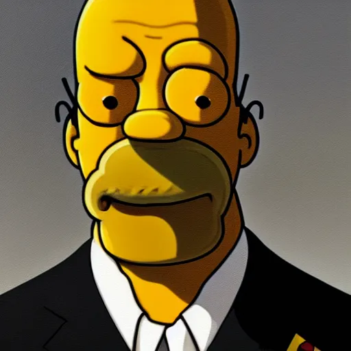 Prompt: [Homer Simpson as the president of France as GTA character, propaganda, closeup, D&D, intricate, elegant, highly detailed, digital painting, artstation, concept art, matte, sharp focus, illustration, art by Artgerm and Greg Rutkowski and Alphonse Mucha and Enki Bilal]