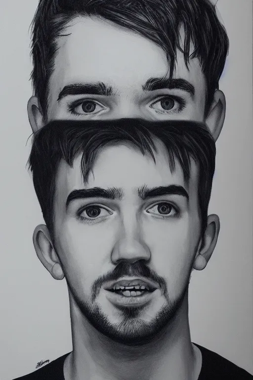 Image similar to Sean McLoughlin, Jacksepticeye, Irish Youtuber, solo portrait, gigachad, grayscale 🎨🖌️