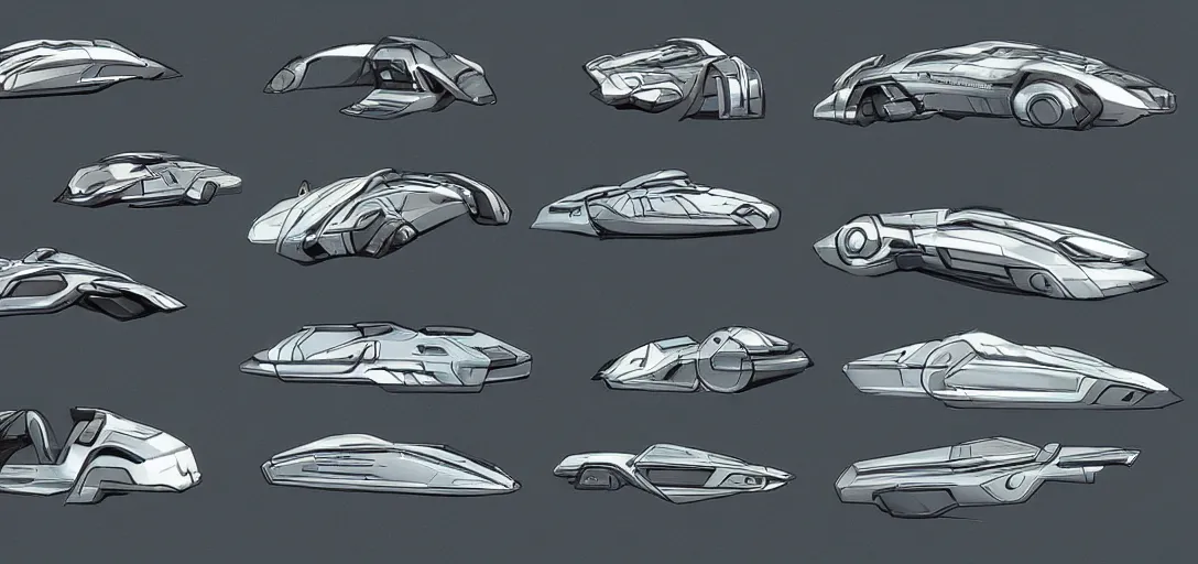 Prompt: Retro Futuristic Vehicles Concept Art