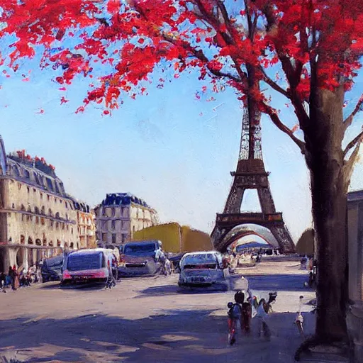 Prompt: sunny day in paris, painted by joseph zbukvic