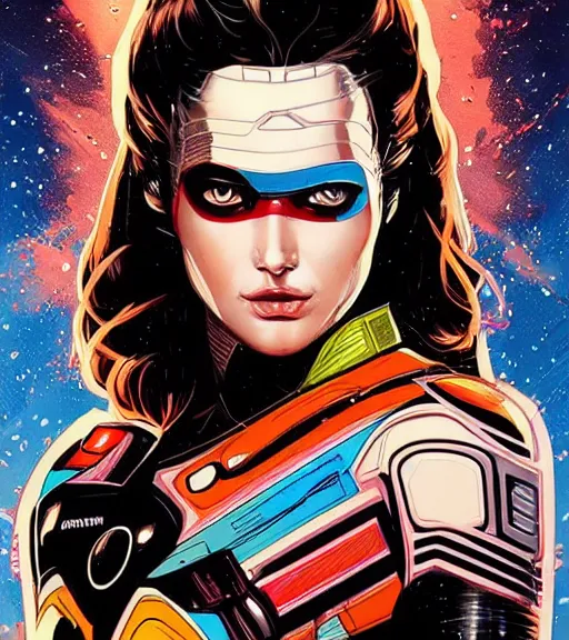 Image similar to portrait of a female android, by DC comics and Sandra Chevrier, 4k