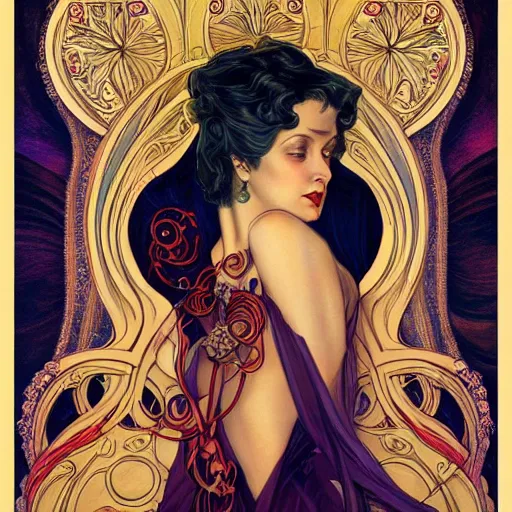 Image similar to an art nouveau portrait in the style of anna dittmann and donato giancola and virgil finlay.