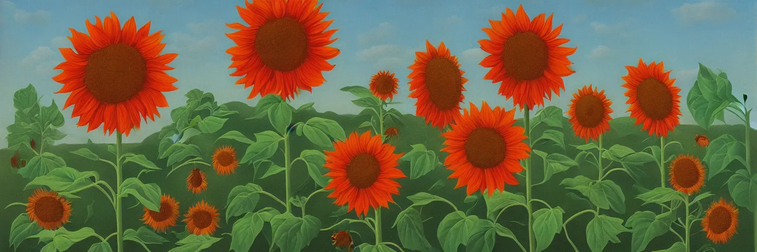 Image similar to red sunflower painting magritte