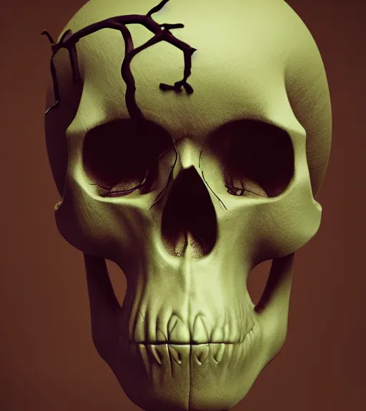 Prompt: skull with ivy, unreal engine 5, octane render, trending on artstation by vitaly bulgarov